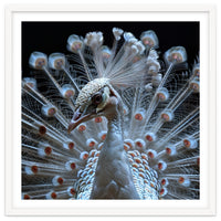 Albino Peacock Displaying White Feathers