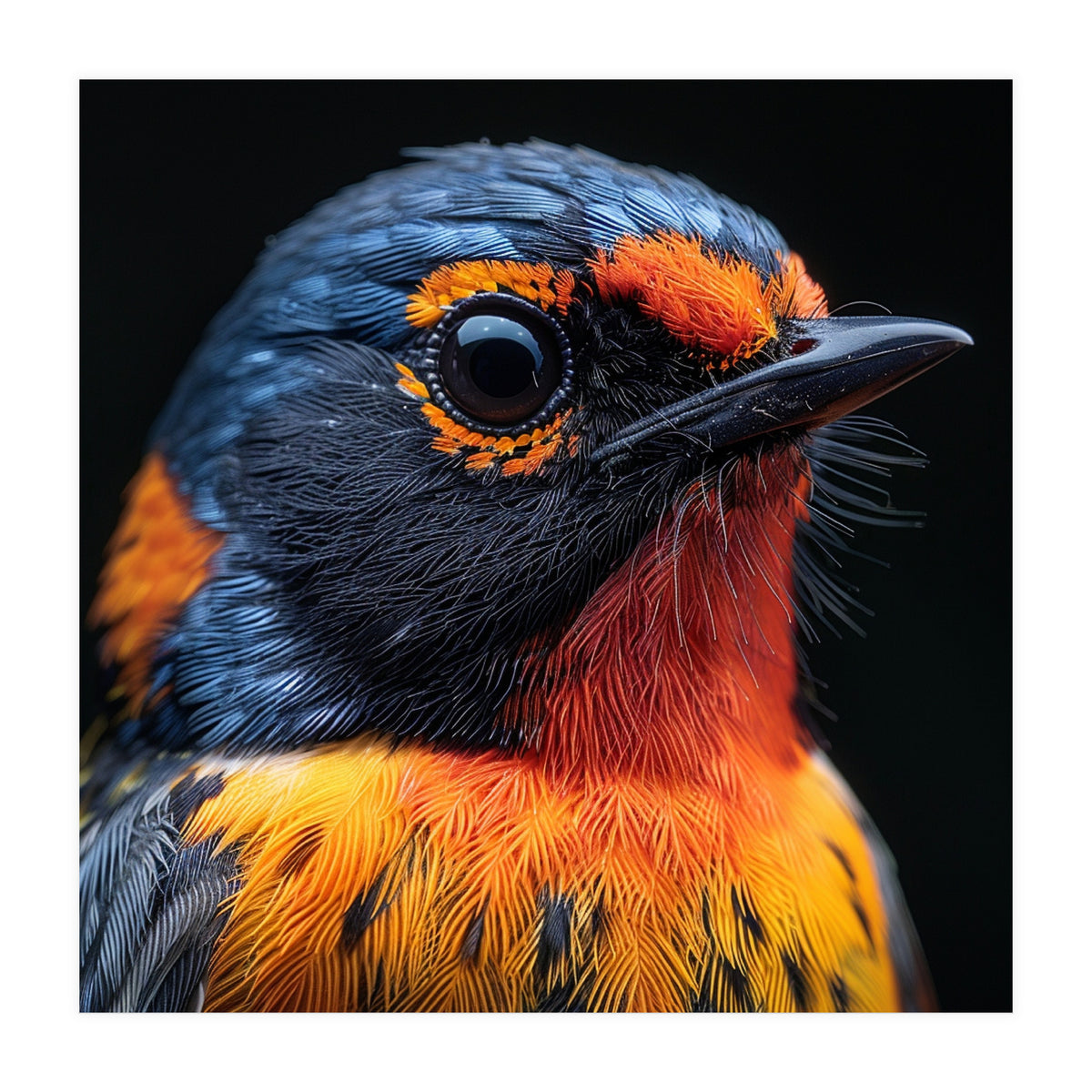 Vibrant Bird With Orange And Blue Plumage (Print Only)