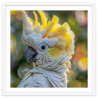 Yellow Crested Cockatoo Bird Close Up Portrait