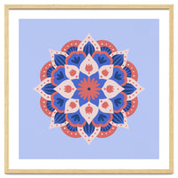 Mandala flower - blue and coral