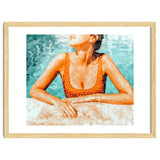 Mi Bebida Por Favor | Modern Bohemian Woman Summer Swim | Swimming Pool Watercolor Fashion Painting thumbnail