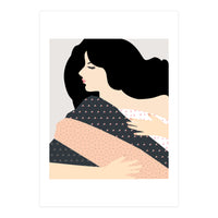 Not Today, Sleepy Lazy Woman In Bed, Quirky Eclectic Blanket Cozy Sleep In Illustration (Print Only)