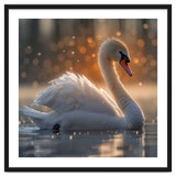 Majestic Swan Gliding On Water During Sunset Golden Hour Wildlife thumbnail