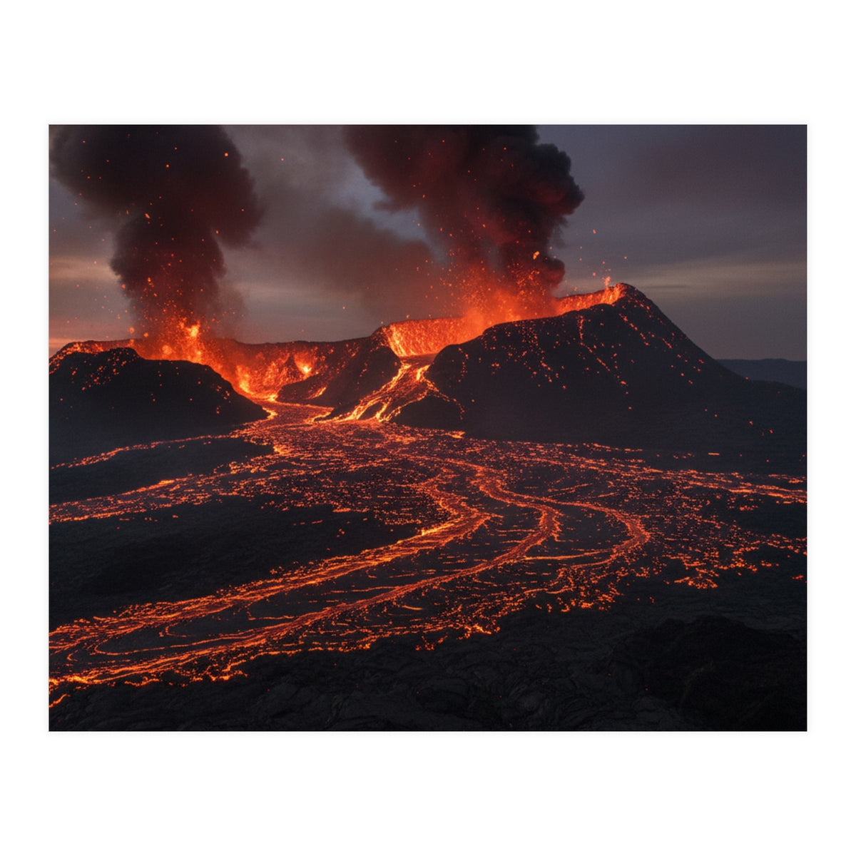 Volcanic Fury: Erupting Mountain Landscape (Print Only)