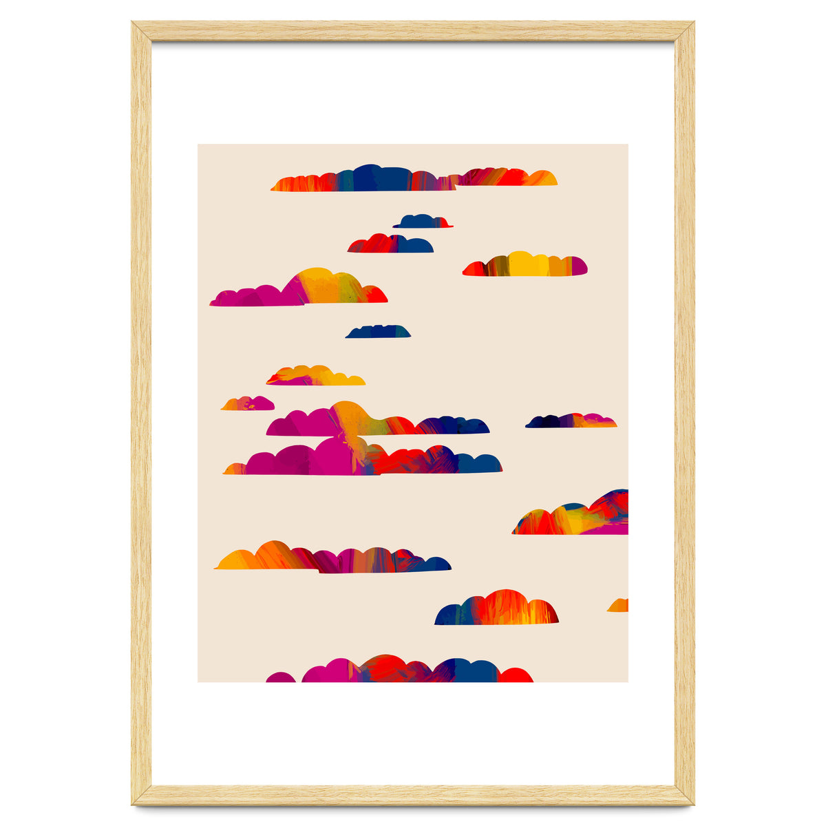 Totem Clouds, Colorful Sky Vibrant Eclectic Bohemian, Abstract Positivity Good Vibes Boho Contemporary Modern Painting