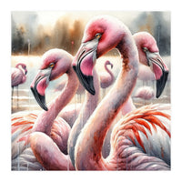 Watercolor Flamingos (Print Only)