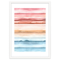 Watercolour Abstract Stripes Red Blue