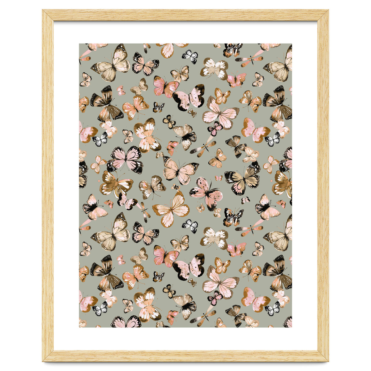 Flying Butterflies Gold Beige