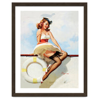 Sailing Pinup Girl With Captain Hat