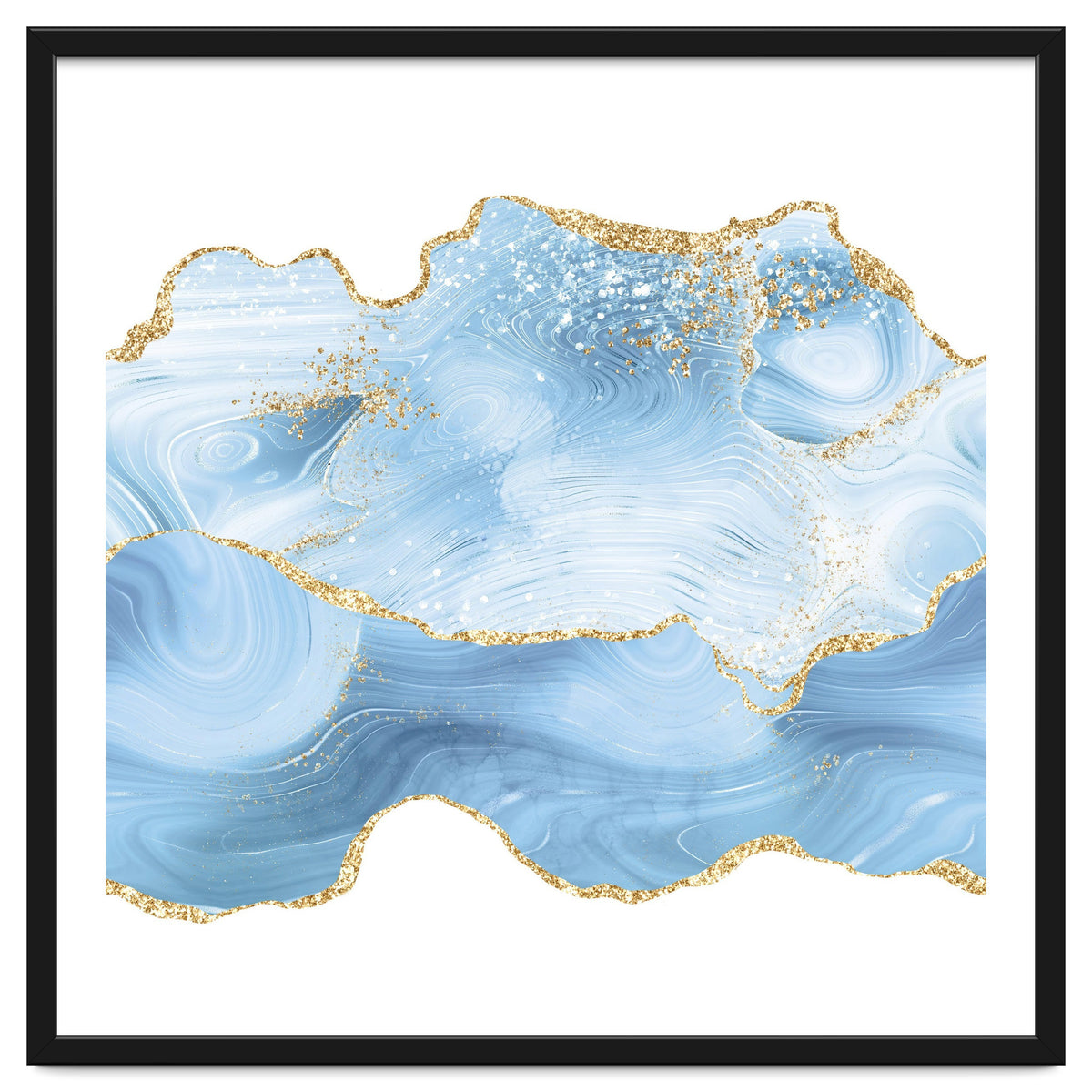 Blue & Gold Glitter Agate Texture 05
