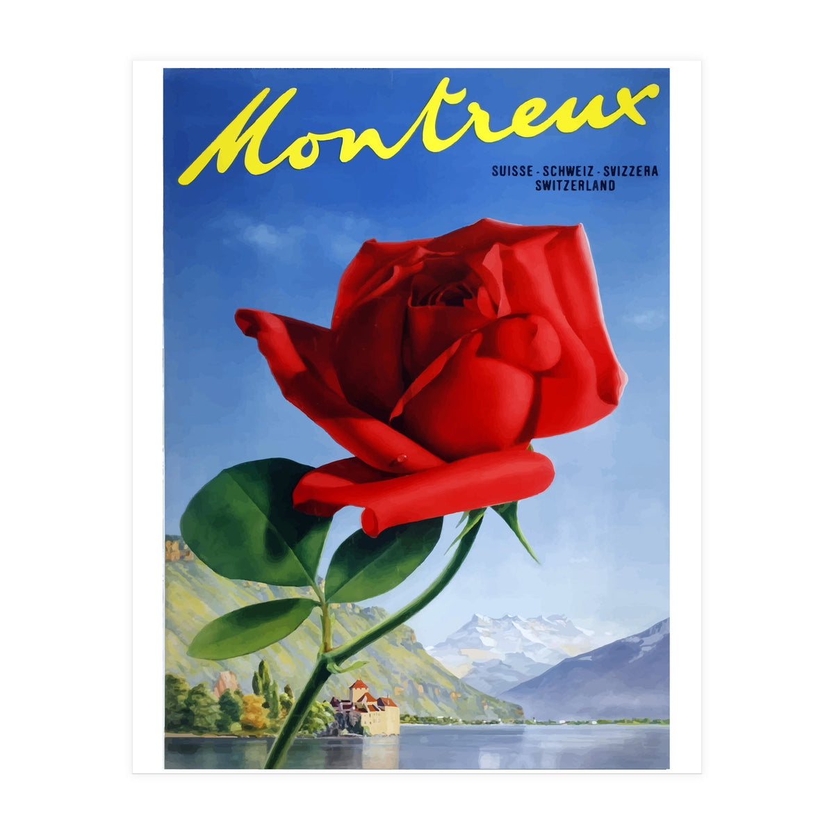 Red Rose on Montreux, Switzerland (Print Only)