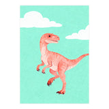 Velociraptor Watercolor Art, Cute Dino Nursery Print, Whimsical Dinosaur Illustration (Print Only) thumbnail