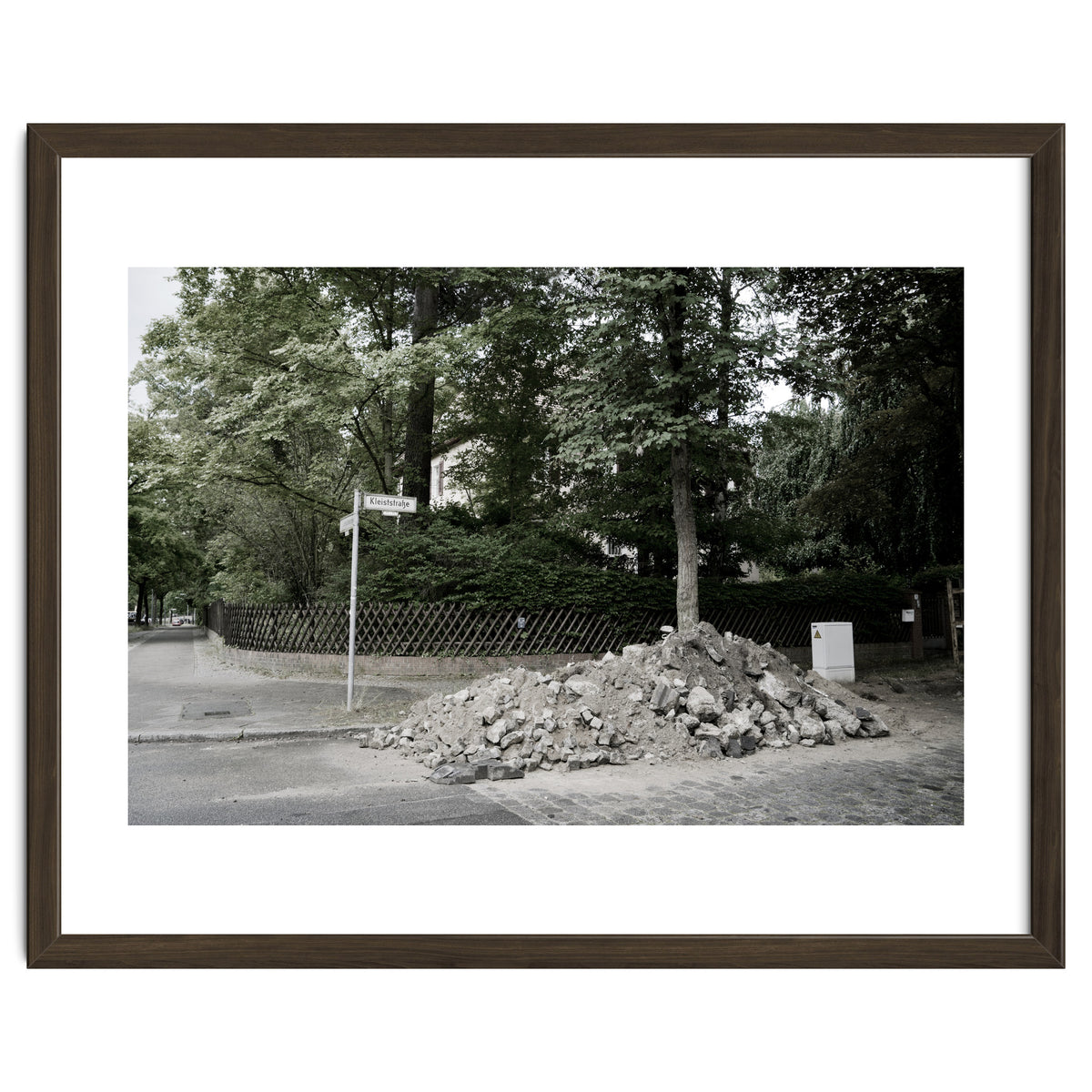 Piled-up rocks under construction on the street