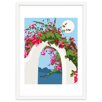 Bougainvillea Arch, Greece Santorini Architecture Travel, Summer Botanical Nature Bohemian, Eclectic Boho