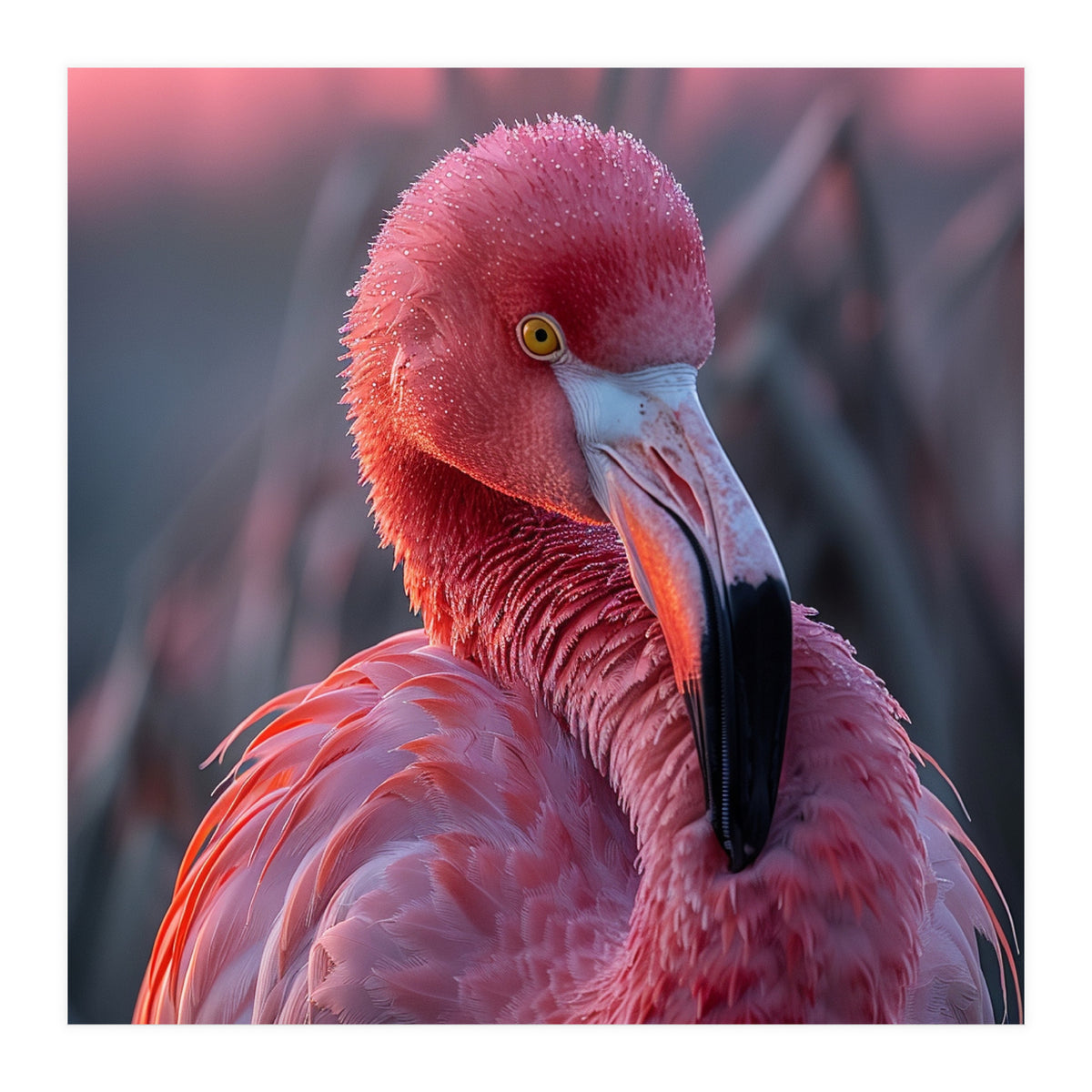 Pink Flamingo Bird Close Up Portrait (Print Only)