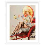 Pinup Girl In Rickshaw Experiencing Sudden Wind thumbnail