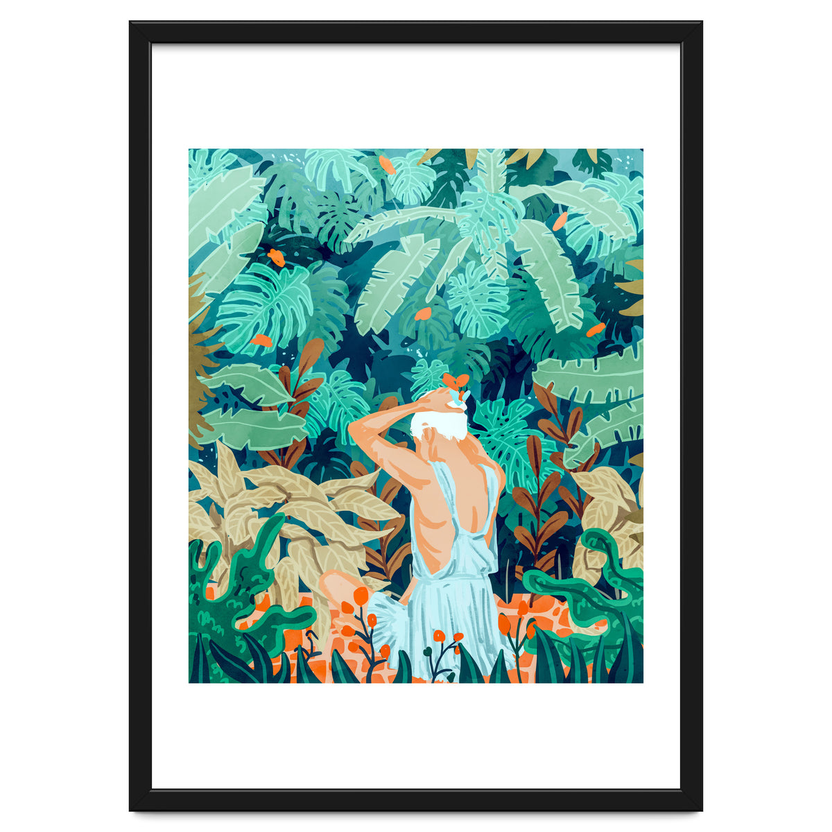 Backyard | Jungle Tropical Nature Painting | Botanical Plant Lady Banana Tree Garden Watercolor