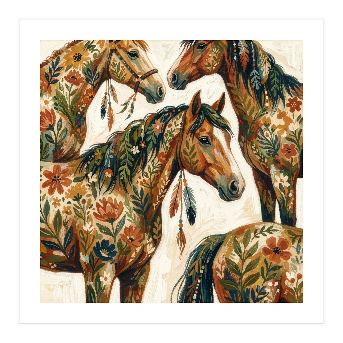 Rustic Horse Blossoms (Print Only)