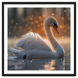 Majestic Swan Gliding On Water During Sunset Golden Hour Wildlife thumbnail