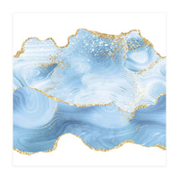 Blue & Gold Glitter Agate Texture 05 (Print Only)