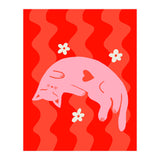 Pink Cat Wavy Background (Print Only) thumbnail