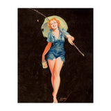 Happy Pinup Girl With A Fishing Stick (Print Only) thumbnail
