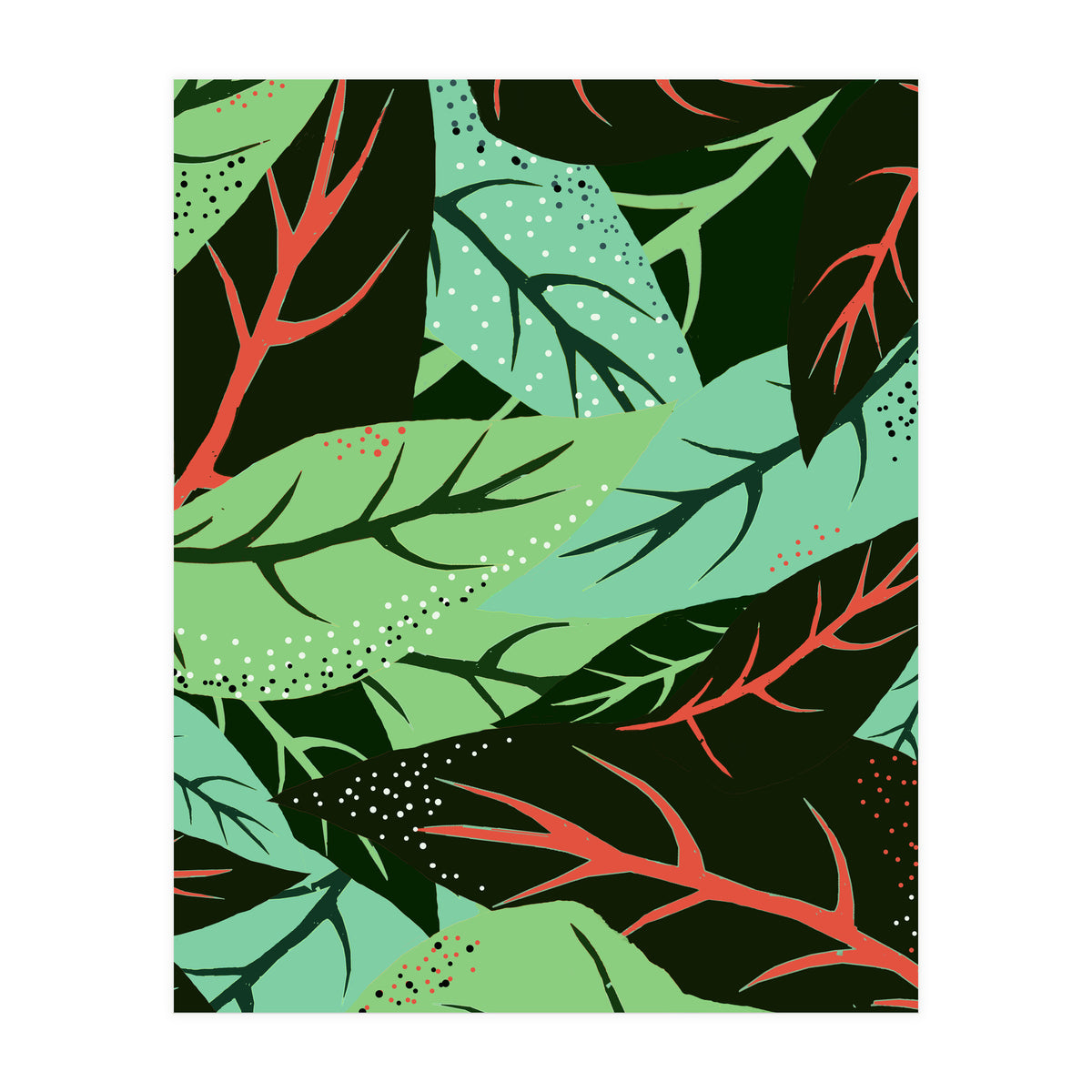 The Dark Jungle | Mystery Eclectic Forest | Maximalist Rainforest Nature Botanical Plants (Print Only)