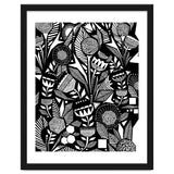 African Tribal, Black & White Abstract Drawing Sketch Line Art, Rustic Botanical Illustration, Bohemian Eclectic Scandinavian Vintage Bold thumbnail