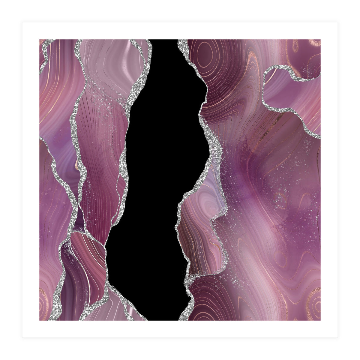 Mauve & Silver Agate Texture 01  (Print Only)
