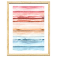 Watercolour Abstract Stripes Red Blue