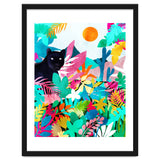 The Black Panther, Tropical Jungle Watercolor Painting, Botanical Forest Colorful Bohemian Illustration, Tiger Leopard Cheetah Animals thumbnail