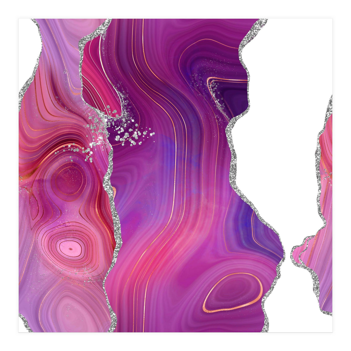 Magenta & Silver Agate Texture 05 (Print Only)