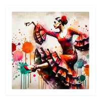 Fiery Flamenco Dancer In Motion (Print Only)