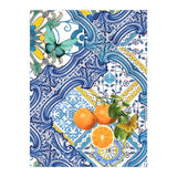 Mediterranean blue tiles, butterflies and citrus fruit (Print Only) thumbnail