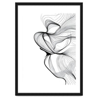 Abstract Black And White Swirls And Lines Flowing Art