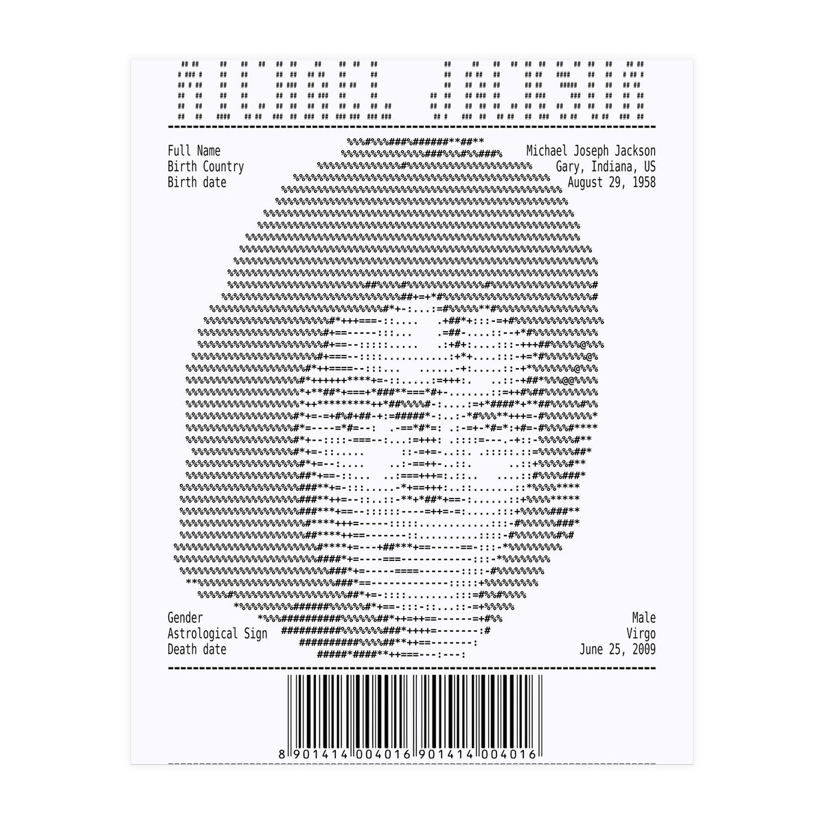 Receipt Art Michael Jackson (Print Only)