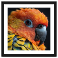 Close Up Of A Sun Conure Parrot's Head