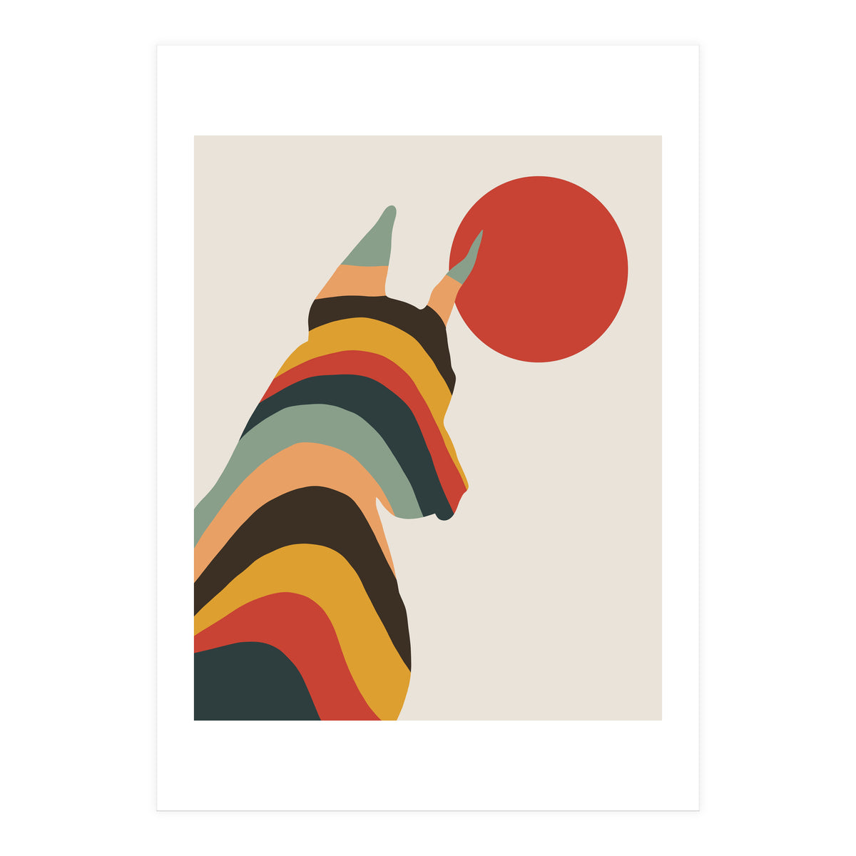 Dog Years, Rainbow Bohemian Animal, Pets Rise Dogs Retro, Eclectic Contemporary Solo (Print Only)