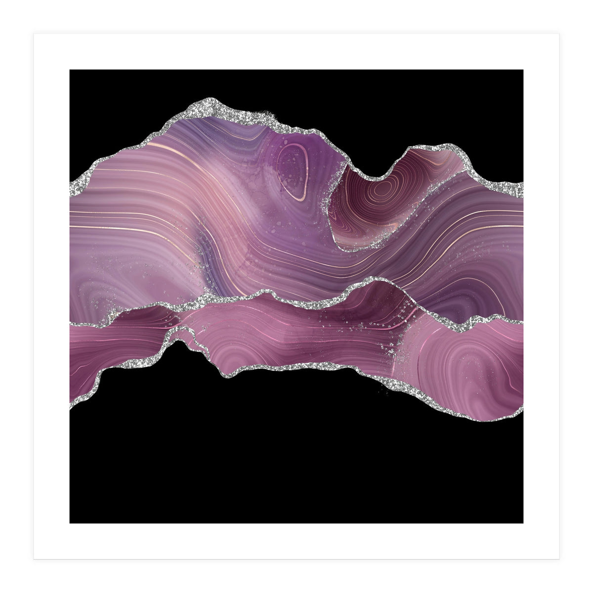 Mauve & Silver Agate Texture 04  (Print Only)