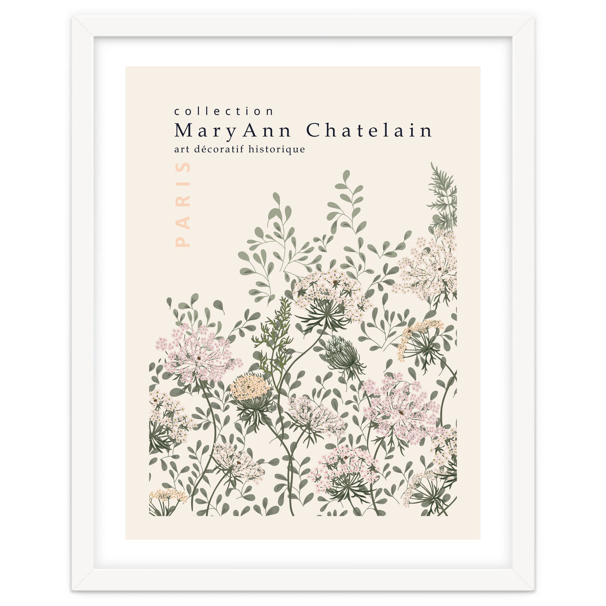 Historic decorative art Paris Queen Anne's lace