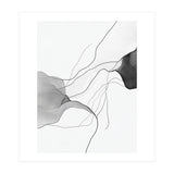 Abstract Black And White Flowing Lines And Shapes On White Background (Print Only) thumbnail