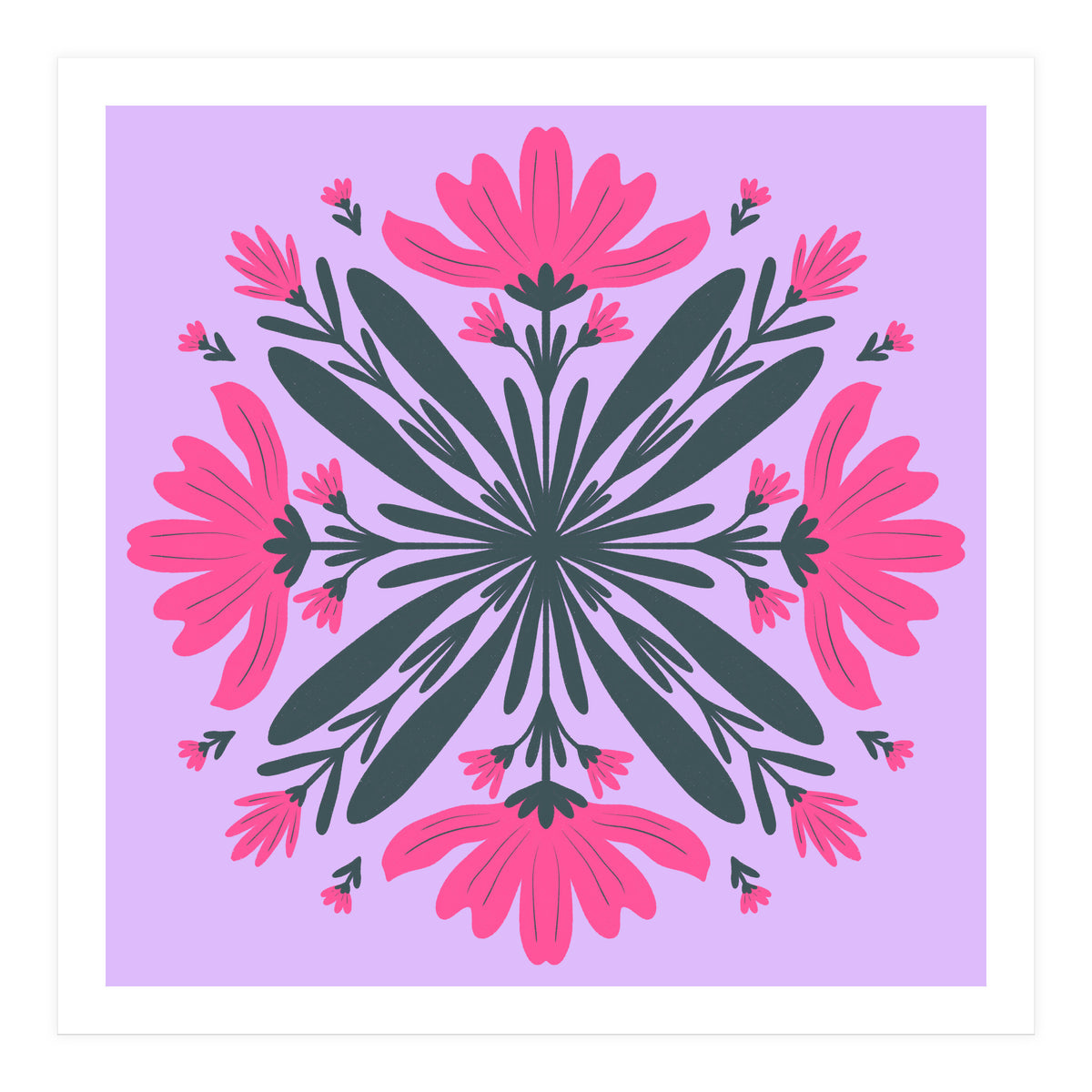 Magenta mandala flowers (Print Only)