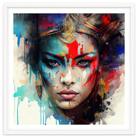 Crowned Mask Asian Warrior Portrait