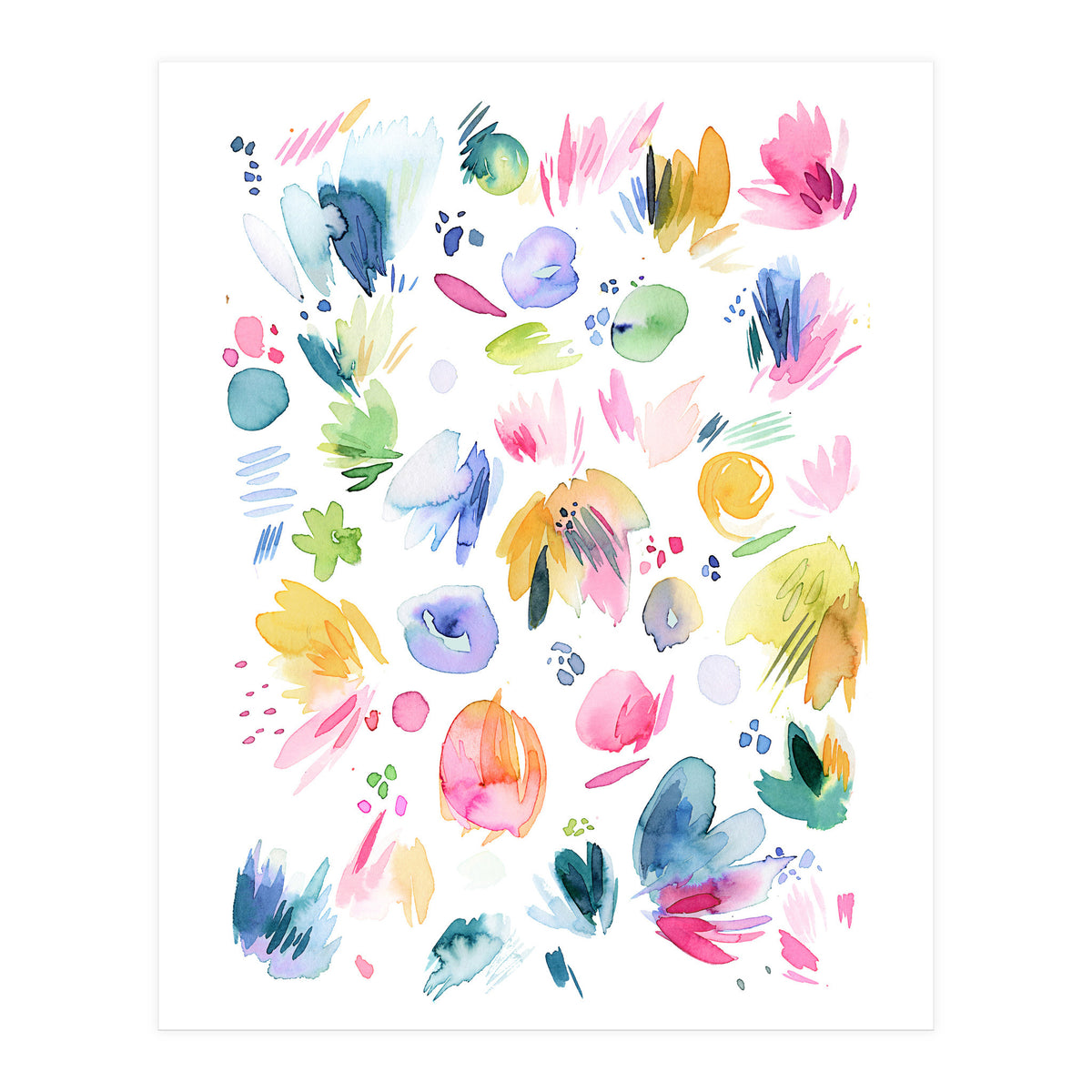Abstract Watercolor Summer Flowers I (Print Only)