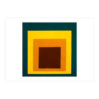 JOSEF ALBERS - HOMAGE TO THE SQUARE DARK GREEN YELLOW ORANGE BROWN  (Print Only)