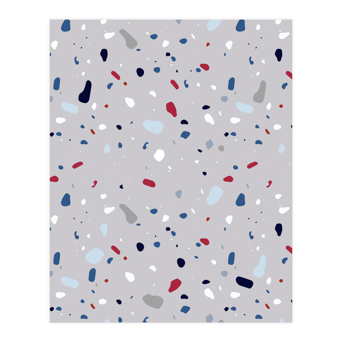 Modern Gray Blue Rounded Terrazzo (Print Only)