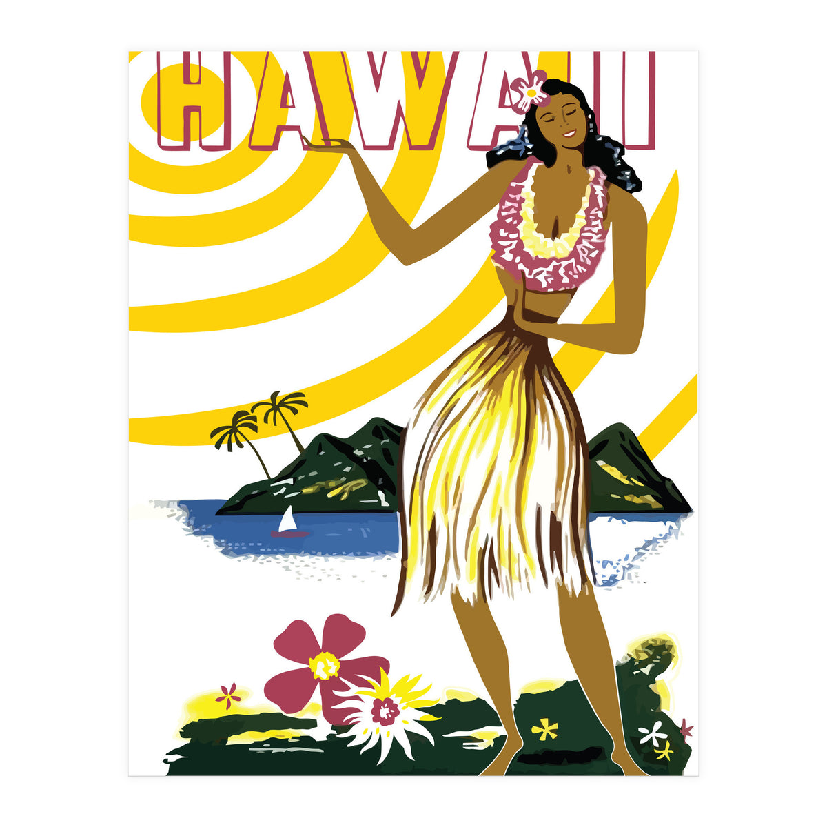 Hawaii, Hula Girl on the Coast (Print Only)