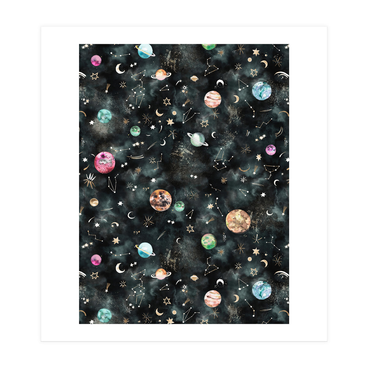 Galaxy Astrology Astronomy Constellations Gold (Print Only)