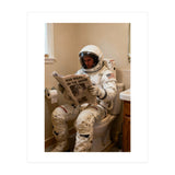 Retro AstronautReading Newspaper, Toilet Humor, Astronaut on Toilet (Print Only) thumbnail