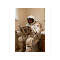 Retro AstronautReading Newspaper, Toilet Humor, Astronaut on Toilet (Print Only)